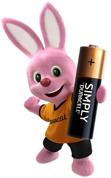 bunny holding duracell pilas