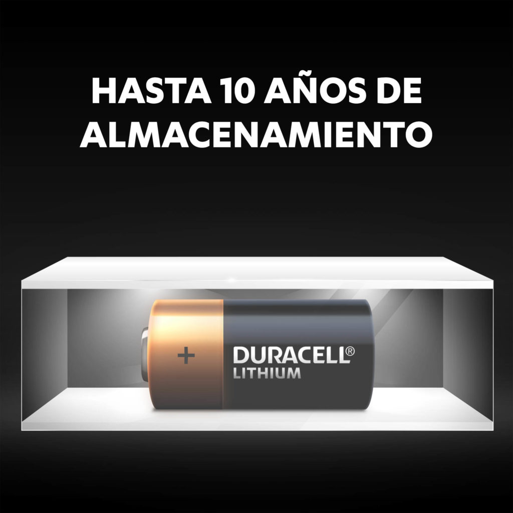 Pilas especiales Duracell de litio CR2 High Power de 6V-10 años en almacenamiento